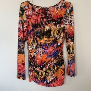MELANIE LYNE MULTI PRINT WOMEN TOPS  SIZE S